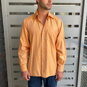 Zegna Light Orange Cotton Twill Dress Shirt Size M